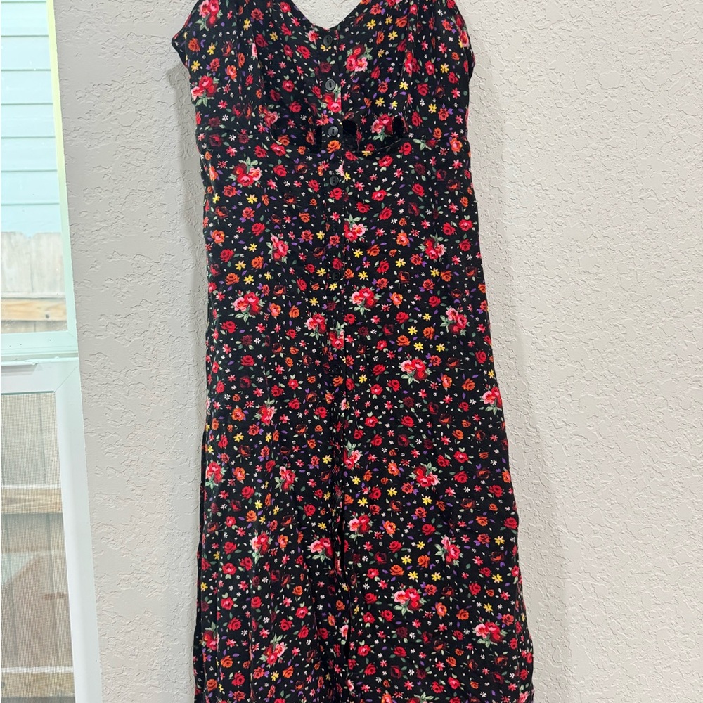 Topshop Black Floral Print Dress